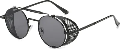 Produktbild von Retro Steampunk Sonnenbrille, Herren Damen Runde Sonnenbrille Polarisiert,Sonnenbrille Herren Retro Steampunk Stil Runde Metallrahmen, Vintage Steampunk Brille Steampunk Schutzbrille, Metall Rahmen