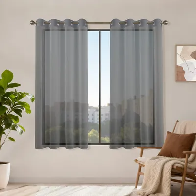 Imagen del producto de Juego de 2 cortinas de voile con ojales, 160 x 140 cm
