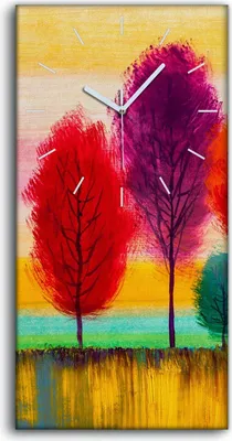 Produktbild von Wandbild Leinwand Bilder mit Uhr 30x60 Malerei Abstrakte Bäume Bunte Kunst - weiße Hände