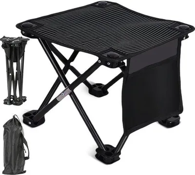 Produktbild von Ibenzoa® Faltbarer Dreibeinhocker 1 kg – Stahlrahmen & 600D Oxford, 41×13×13 cm, Tragkraft 102 kg, mit Seitentaschen – Camping, Wandern, Angeln, Garten