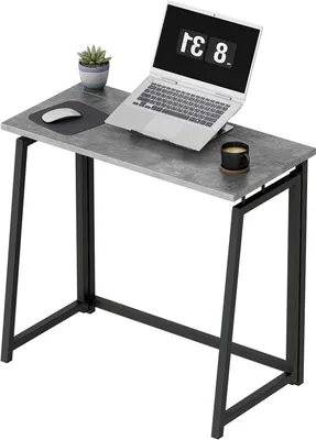 Productafbeelding van Klaptafel Bureau - Opvouwbaar Bureau - Thuiswerken Flexibel - Ruimtebesparend Ontwerp - 80 x 40 cm - Grijs