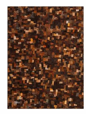 Productafbeelding van Patchwork vloerkleed van leer "Ledera" – 200 x 140 cm – Gemaakt van leren patches in jeansstijl – Handgemaakt designvloerkleed van echt leer