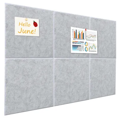 Immagine prodotto di Bacheca in feltro autoadesiva - Set da 6 - 30 x 30 cm - Grigio
