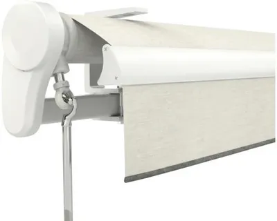 Produktbild von Soluna Gelenkarmmarkise Trend 5x2,5 Stoff Dessin U190 Gestell RAL 9010 reinweiß Antrieb Links inkl. Motor, Wandschalter