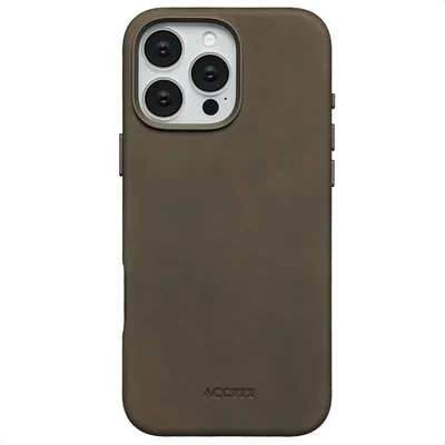 Image de Accezz Couverture arrière Magsafe en cuir vintage pour l'Apple iPhone 16 Pro Max - Rustic Brown