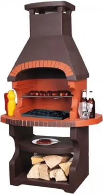 Produktbild von Casa Padrino Luxus Gartengrill Dunkelbraun / Orange 98 x 62 x H. 170 cm - Beton Grillkamin - Luxus Garten Accessoires