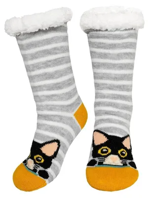 Produktbild von Damen Stoppersocken dicke Haussocken mit Anti Rutsch Sohle warm flauschig Thermo-Socken Innenfrottee Light Gray EU 36-41