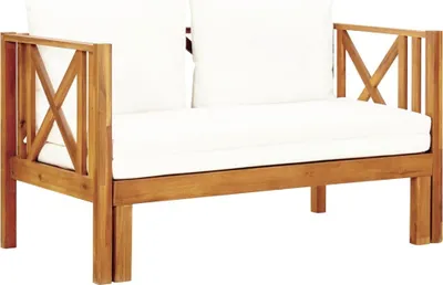 Produktbild von 2-Sitzer-Gartenbank mit Kissen 122 cm Massivholz Akazie
