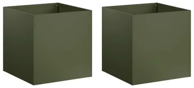 Immagine prodotto di vidaXL Vaso da giardino, 2 pezzi, verde oliva, 45 x 45 x 45 cm