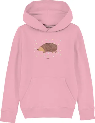 Produktbild von Mr. & Mrs. Panda Kinderpullover Igel Herzen 9-11 Jahre (134/146) - Baumwolle Pink - Geschenk, Pullover, Sweatshirt, Kapuzenpulli, Leben, Hoodie, Vertrauen, Herz, Hoody