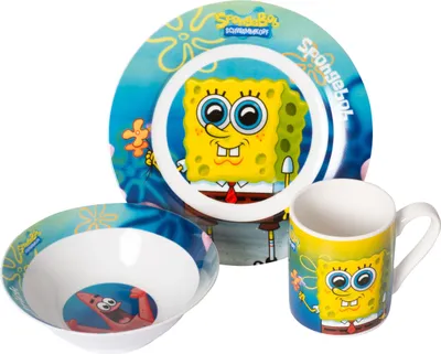 Produktbild von SpongeBob Frühstücksset - Schale, Teller, Tasse