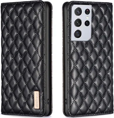 Immagine prodotto di Custodia Galaxy S21 Ultra 5G, elegante custodia in pelle flip con slot per schede e supporto per Samsung Galaxy S21 Ultra 5G nero