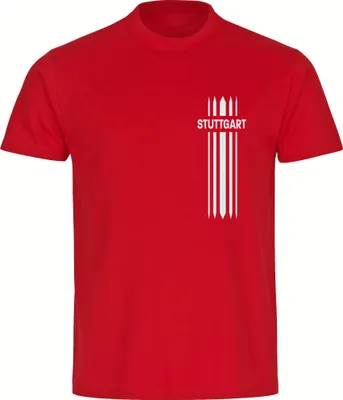 Produktbild von multifanshop Kinder T-Shirt - Stuttgart - Streifen, rot, Größe 176