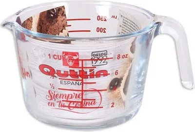 Produktbild von Quttin Glas-Messbecher 1/4 l Glasmessbecher Messbecher hitzebeständig 250ml 1Cup
