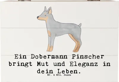 Produktbild von Mr. & Mrs. Panda Geschenkbox Dobermann Pinscher 22 x 15 cm - Weiß - Geschenk, aktive Hunde, Truhe, Schutzhund, intelligente, Hunderassen, mit deckel, Hunderasse, Box