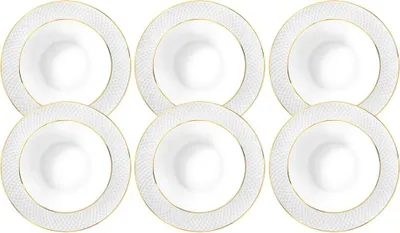 Produktbild von Wilmax Tiefer Runder Teller mit Goldlinien, 22.5 cm, 6er Set, WL-880102303/A6