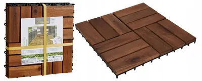Produktbild von Akazien Holz-Terrassenfliesen 30x30 cm, 4er Set, Klicksystem, Balkon/Terrasse, teakoptik