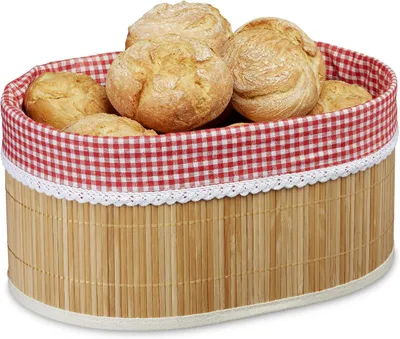 Image de Panier en bambou - Tissu - 16,5 x 33,5 x 23,5 cm - Pour pain - Naturel