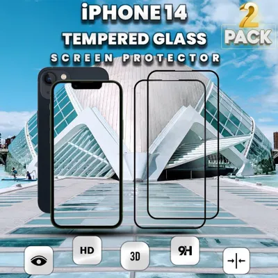 Obrázok produktu pre 2-balenie iPhone 14 Ochranné sklo na displej - Tvrdené sklo 9H - Super kvalita 3D