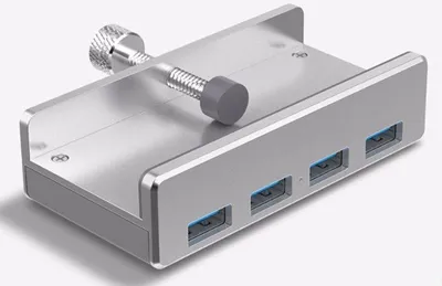 Produktbild von ALLNET ALL-USB3-HUB-4-CLIP Schnittstellen-Hub USB 3.2 Gen 1 (3.1 Gen 1) Type-A 5000 Mbit/s Silber (ALL-USB3-HUB-4-CLIP)