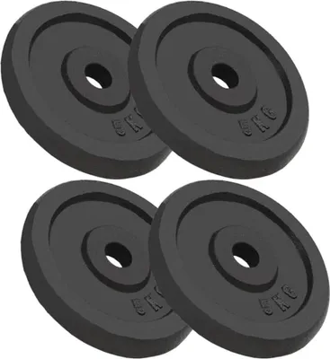 Produktbild von 4 Gewichtsscheiben von 5 kg für Krafttraining und Fitness
