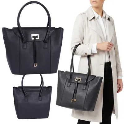 Produktbild von Elegante schwarze Damenhandtasche aus hochwertigem Kunstleder, große und geräumige Shopper-Tasche zum Umhängen