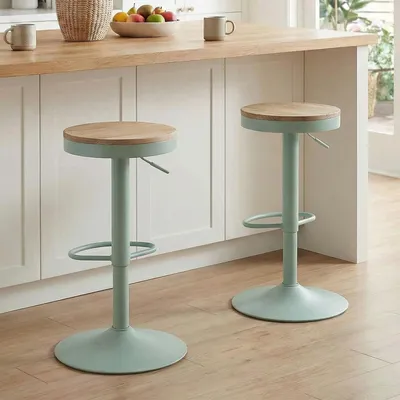 Productafbeelding van Kidol & Shellder barkruk, set van 2, mintgroen, in hoogte verstelbaar (56-80 cm), draaibaar