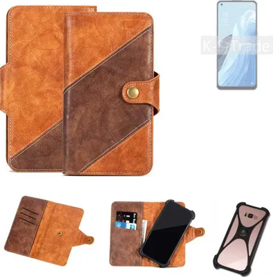 Produktbild von K-S-Trade Handyhülle Schutzhülle Bookstyle Case Wallet-Case kompatibel mit Oppo Reno7 A 5G Cover Klapphülle Kantenschutz Smartphone dunkelbraun