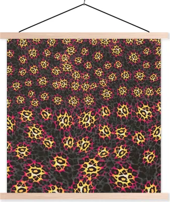 Produktbild von MuchoWow® Textilposter Leopard - Muster - Rosa 120x120 cm mit holzfarbenen Rahmen - Textil-Poster