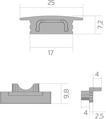 Produktbild von Bilton BLine E-S-IN01 Endkappe, silber, für Profil P-S-IN01 und Abdeckung C-S-01, ohne Bohrung, 1 Stk.