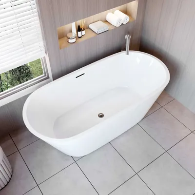 Produktbild von AICA freistehende Badewanne 170x80cm Oval Acrylwannen inkl.Ab-/Überlauf.Vorinstalliertes Zubehör