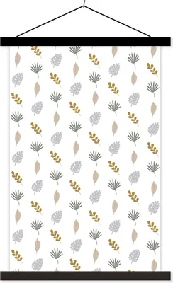 Produktbild von MuchoWow® Textilposter Blätter - Pastell - Muster 120x180 cm mit schwarzem Rahmen - Fotos
