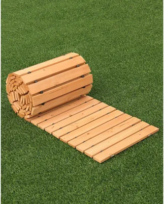 Produktbild von Ausrollbarer Holzweg Gartenweg Rollweg - Gartentritt Trittplatten - 368x56cm - Ideal für Garten- und Landschaftsgestaltung