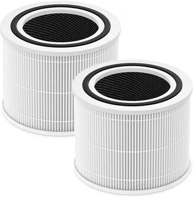 Image de Lot de deux filtres à charbon actif Levoit, compatibles avec les modèles Levoit Core 300 et Levoit Core 300S/P350, destinés aux purificateurs d'air.