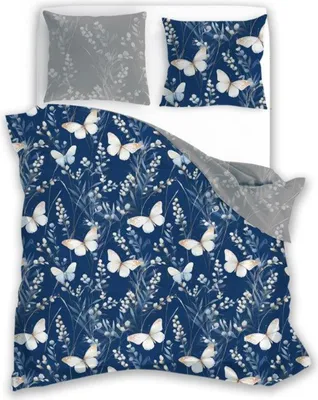 Produktbild von Bettwäsche Schmetterlinge Blumen Baumwolle Frühling Reißverschluss 220 x 200 cm + 2x 70 x 80 cm