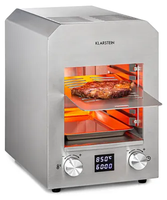 Produktbild von Klarstein Hannibal - Hochtemperaturgrill, Indoor-Grillgerät, Leistung: 2.200 W, Temperatur: 200- 850 °C, Infrarot-Heizelement, CharForce System, Grillfläche: 18,5 x 30 cm, LED-Display, Timer, silber