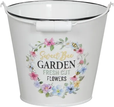 Produktbild von Metall Topf Garden weiss/bunt mit Henkel Übertopf