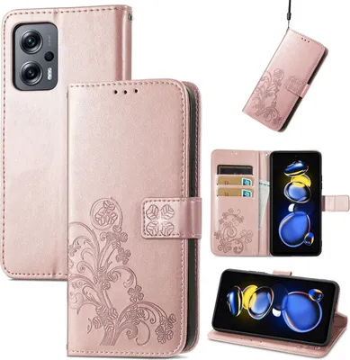Produktbild von König Design Hülle kompatibel mit Xiaomi Redmi Note 11T 5G Kunstleder Handyhülle - Handy Case Roségold