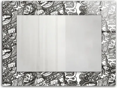Zdjęcie produktu dla Czarno-białe wzory – Lustro Prostokątne z Printem 80x60 cm – Nowoczesne – Dekoracyjne Na Ścianę