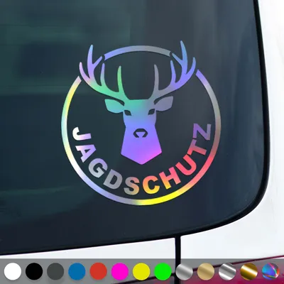Produktbild von PantherPixel Jagdschutz Aufkleber Förster Jäger Jagdaufsicht Sticker Auto Geschenkidee Farbe Oilslick-Hologramm
