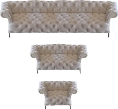 Produktbild von Sofagarnitur 3tlg Couch Sofas Polster Leder Garnitur Polstermöbel Chesterfield