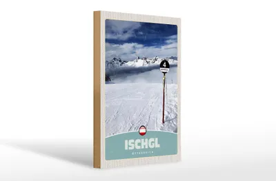 Produktbild von Holzschild Reise 20x30cm Ischgl Östereich Schnee Berge Urlaub