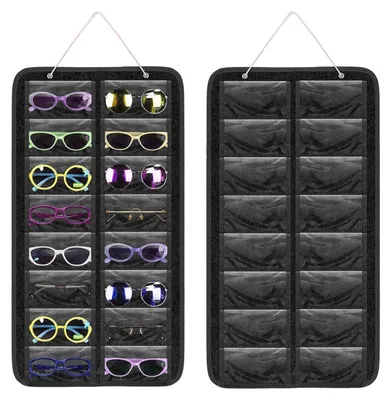 Wand-Brillenorganizer, 16 Fächer, hängend, schwarz