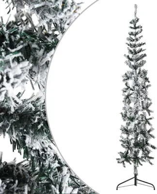 Produktbild von The Living Store Künstlicher Halb-Weihnachtsbaum mit Schnee Schlank 180 cm
