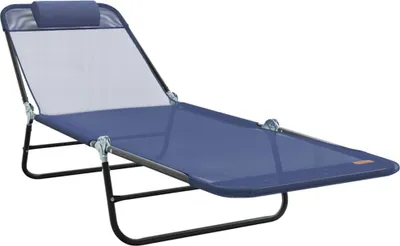 Immagine prodotto di vidaXL Lettino pieghevole blu navy 182 x 55 x 85,5 cm Textilene