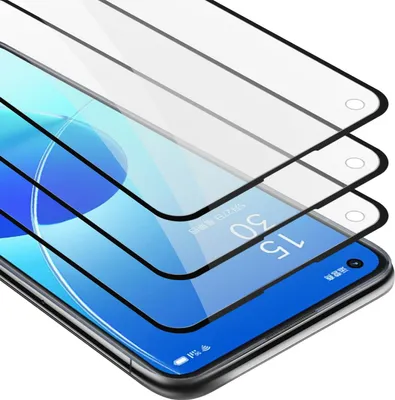 Produktbild von Cadorabo 3x Vollbild Panzer Folie für Oppo Reno6 5G Schutzfolie in Schwarz Tempered Display-Schutzglas