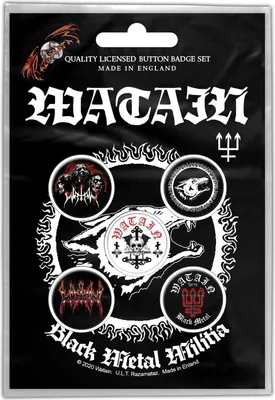 Image de Watain - Badge "Black Metal Militia" pack de 5 - plastique, métal RO7318 (taille unique) (noir/blanc/rouge)