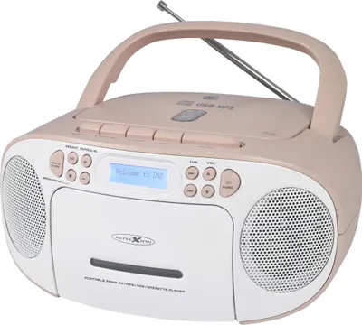 Produktbild von Reflexion RCR2260DAB weiß-pink / Boombox mit DAB+ & UKW Radio, Kassette, CD/MP3, USB und AUX-IN