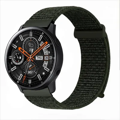 Produktbild von Smartwatch Armband für Samsung Galaxy Watch Active 40mm Nylon Textil Band Ersatzband Wechselband Klettverschluss flexibel atmungsaktiv Grün Oliv