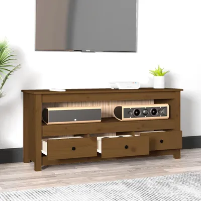 Produktbild von vidaXL TV-Schrank Honigbraun 114x35x52 cm Massivholz Kiefer